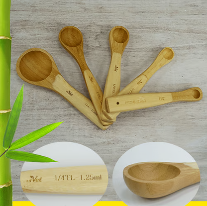 Juego de Cucharas Dosificadoras de Bambú